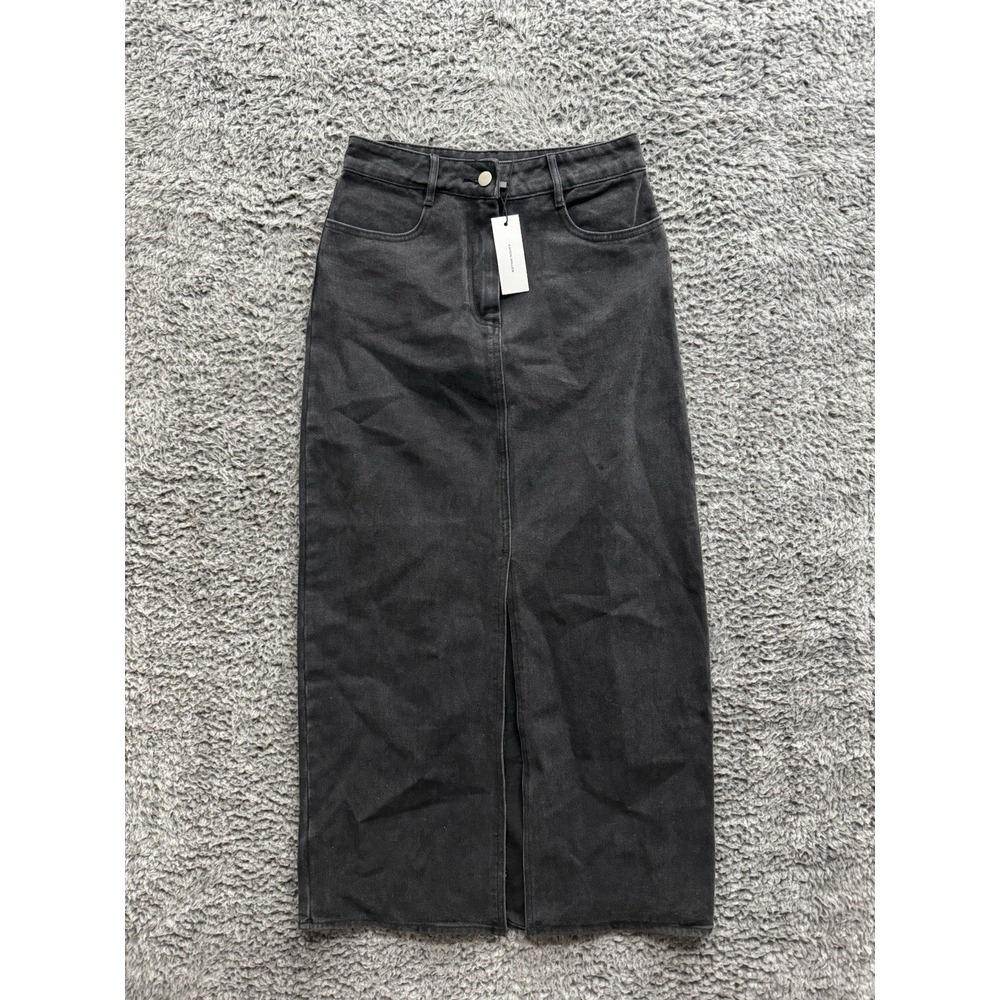 Karen Millen Tailored Denim Maxi Skirt - Size 6 in Dark Gray NWT